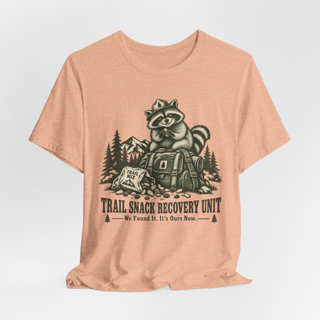 Trail Snack Recovery Unit T-Shirt in Heather Ice Blue - funny hiking snack graphic tee, Barely Outdoorsy
