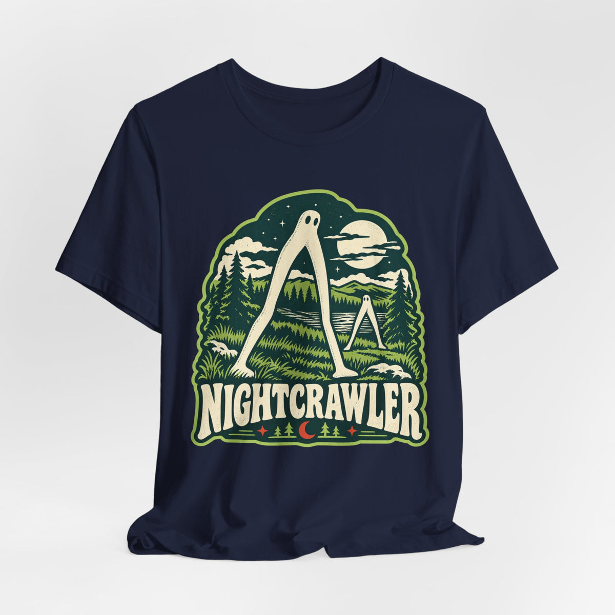 Fresno Nightcrawler Cryptid Tee in Black Heather - funny Fresno Nightcrawler paranormal shirt, Barely Outdoorsy Bella Canvas 3001
