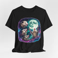 Three Opossum Moon T-Shirt in Black - funny Three Wolf Moon parody howling opossum graphic tee, Barely Outdoorsy Bella Canvas 3001