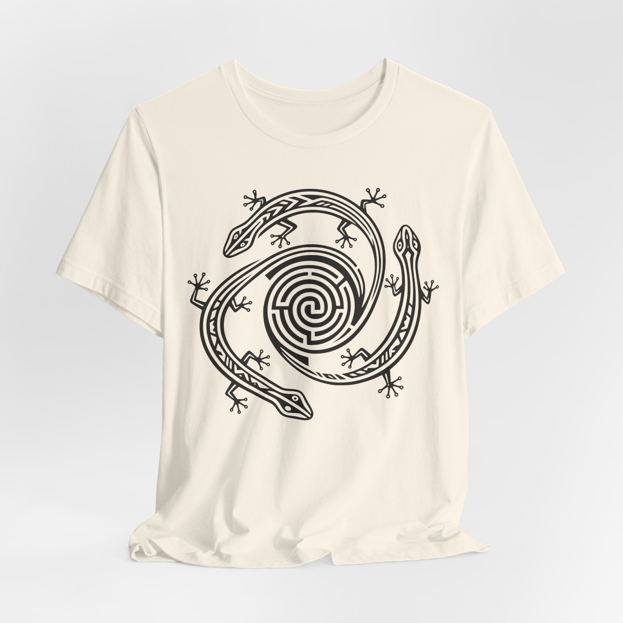 Spiral Lizards Petroglyph Tee in Heather True Royal - desert rock art lizard spiral shirt, Barely Outdoorsy