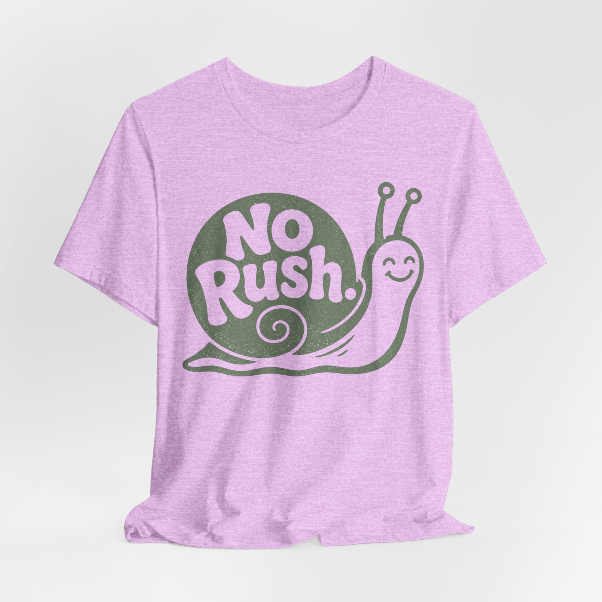 No Rush Snail T-Shirt in Navy detail - vintage distressed snail lettering close-up graphic, Barely Outdoorsy