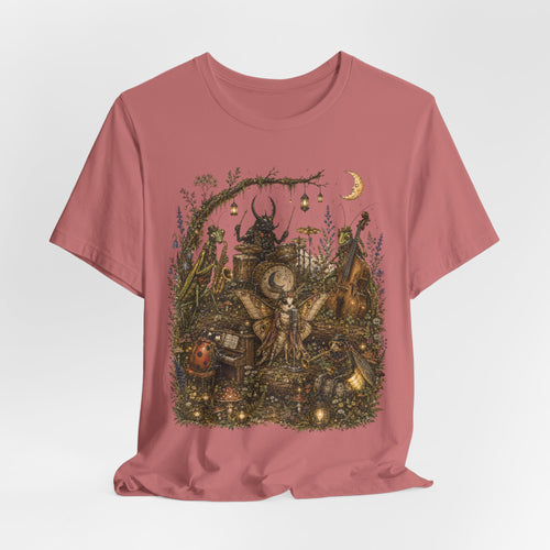 Bug Band Moonlight Concert T-Shirt in Athletic Heather - goblincore bug band moonlight graphic tee, Barely Outdoorsy Bella Canvas 3001