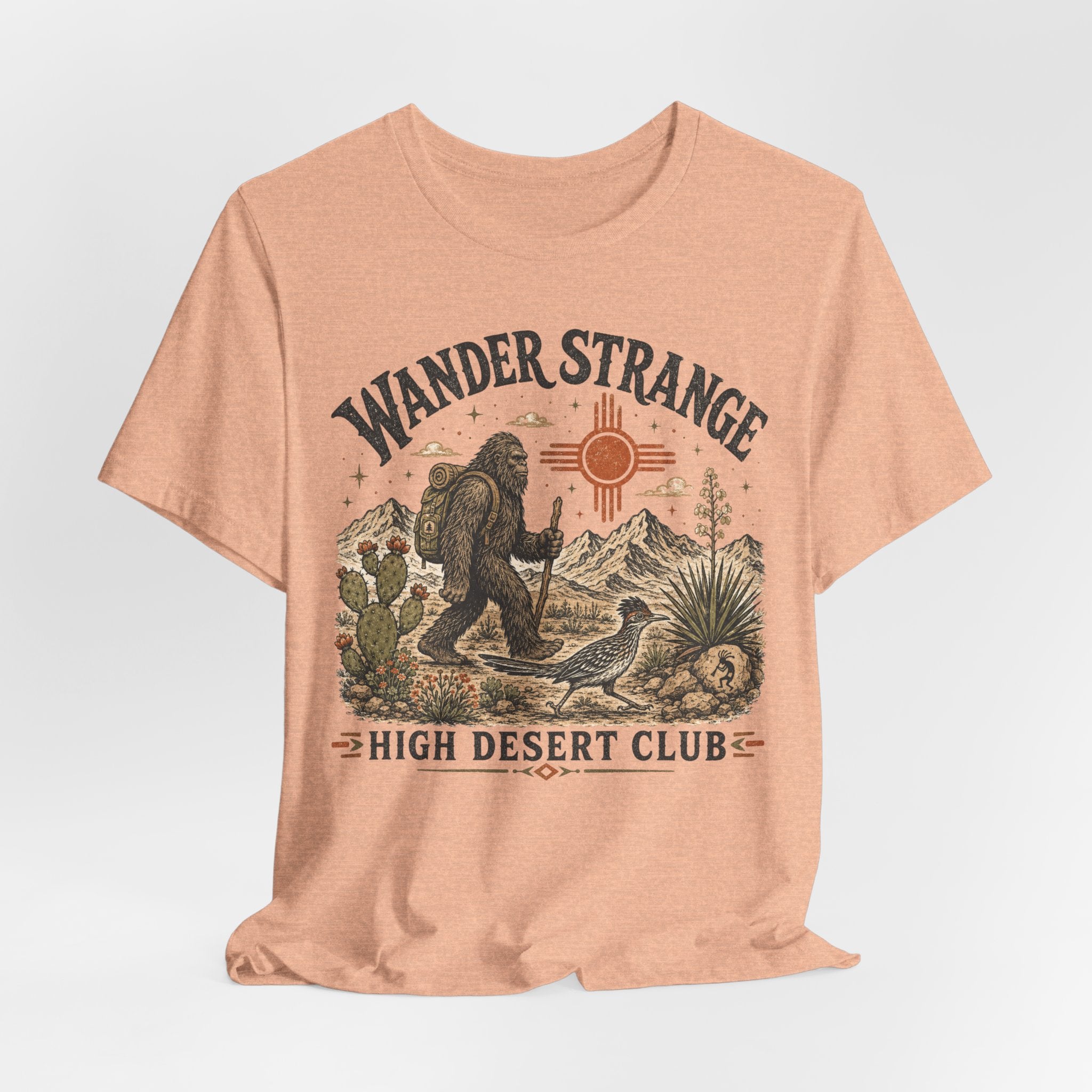 Wander Strange High Desert Club Bigfoot T-Shirt in Pink - retro high desert club Bigfoot graphic tee, Barely Outdoorsy Bella Canvas