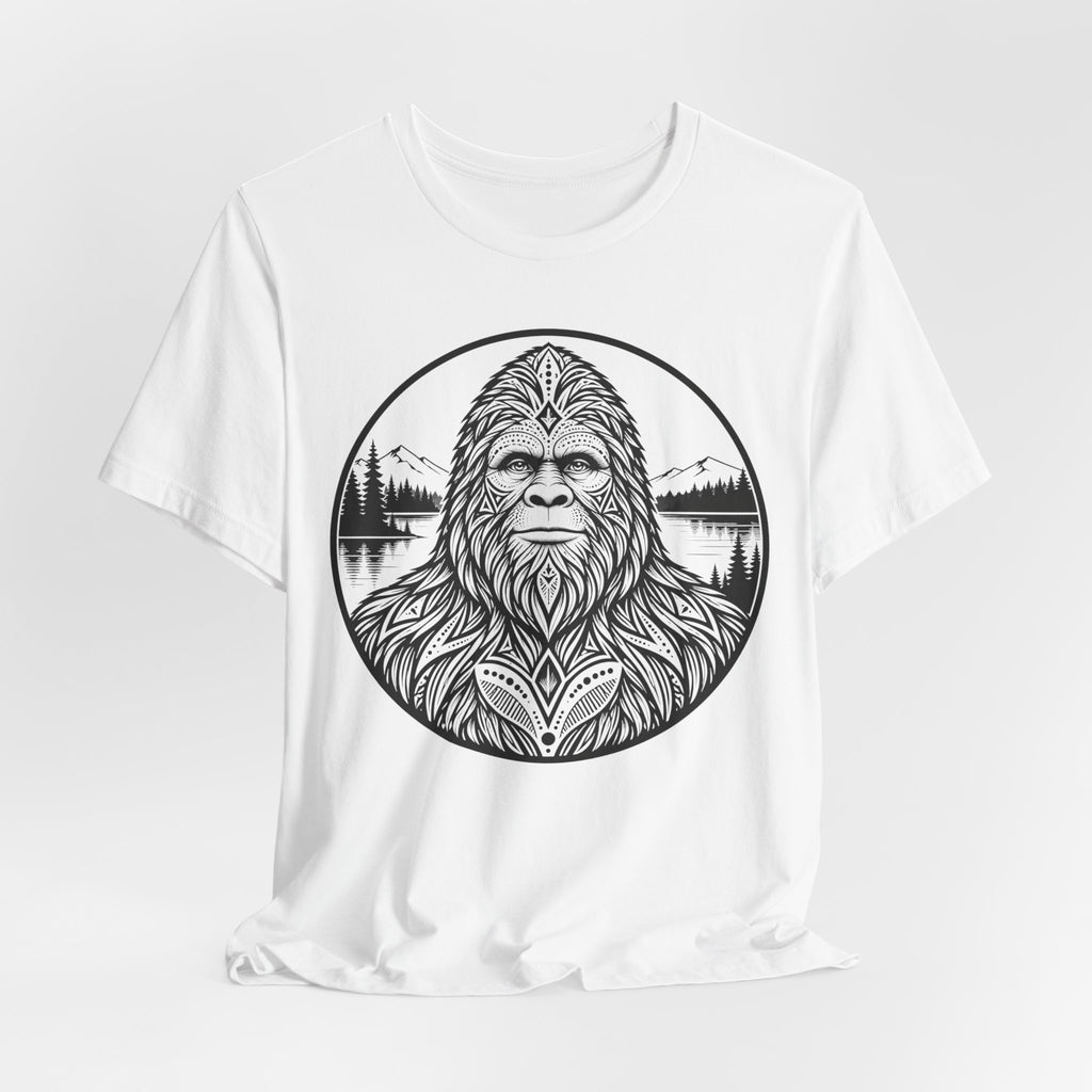 Bigfoot Sacred Geometry Portrait Tee in Pink - boho Bigfoot sacred geometry shirt, Barely Outdoorsy