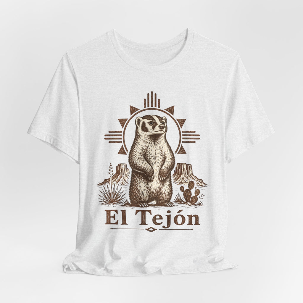 El Tejón Badger T-Shirt in Black Heather - vintage Southwest wildlife etching graphic tee, Barely Outdoorsy Bella Canvas
