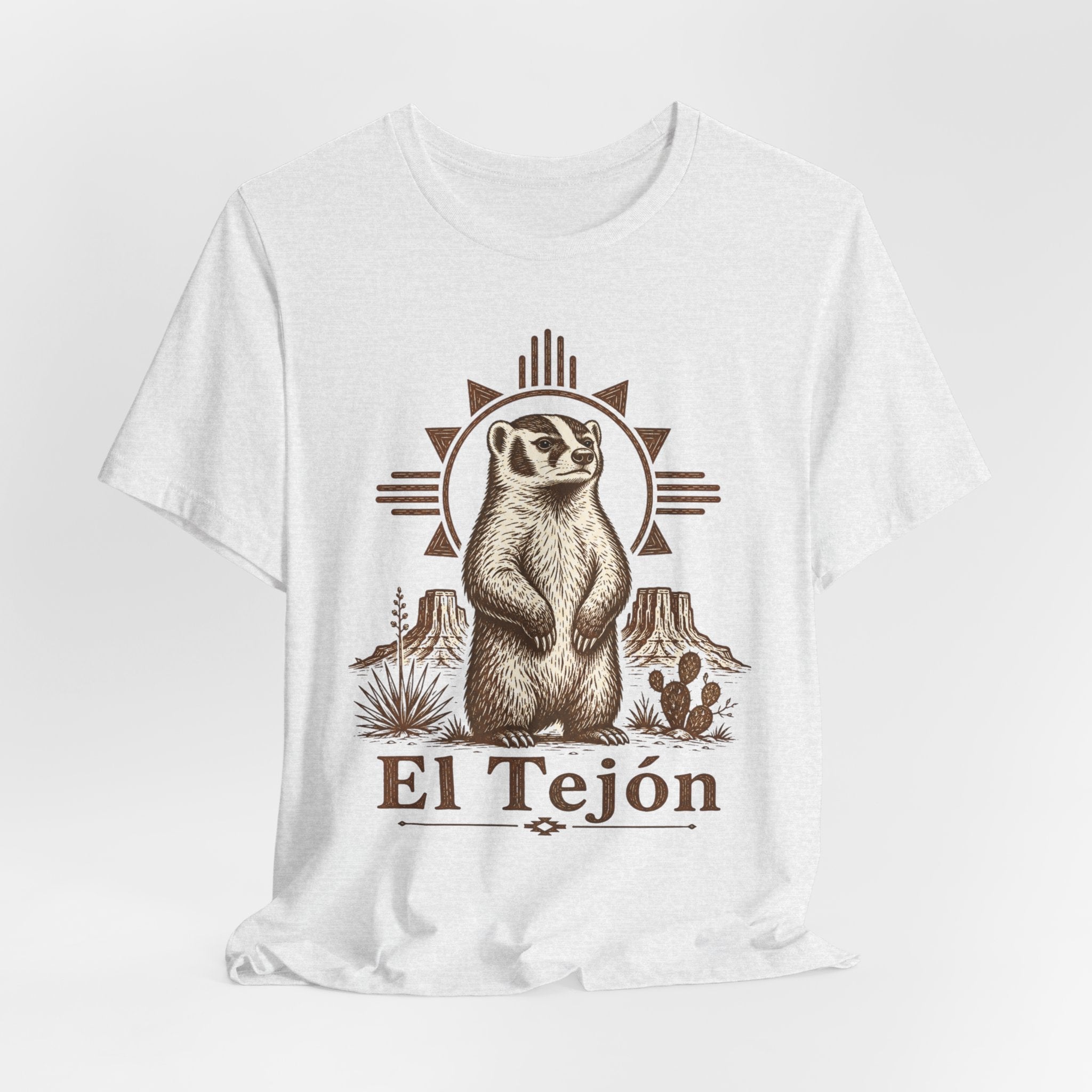 El Tejón Badger T-Shirt in Black Heather - vintage Southwest wildlife etching graphic tee, Barely Outdoorsy Bella Canvas