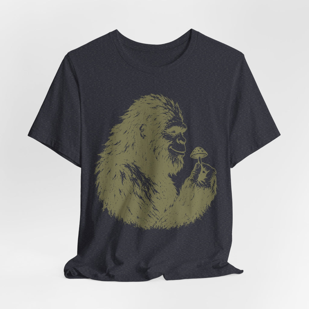 Barely Outdoorsy Bigfoot mushroom tee lifestyle photo outdoor apparel