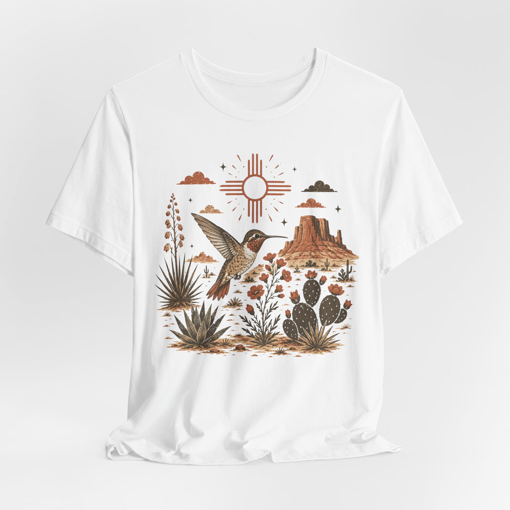 Desert Hummingbird Botanical Tee in Heather True Royal - Southwest hummingbird agave botanical shirt, Barely Outdoorsy