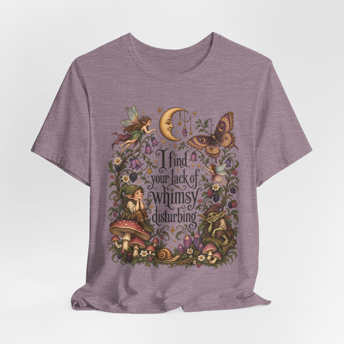 I Find Your Lack of Whimsy Disturbing T-Shirt in Heather Columbia Blue - funny whimsy graphic tee, Barely Outdoorsy Bella Canvas