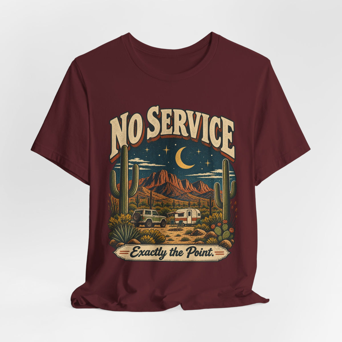 No Service Exactly the Point Tee in Brown - funny no service hiking shirt, Barely Outdoorsy Bella Canvas 3001