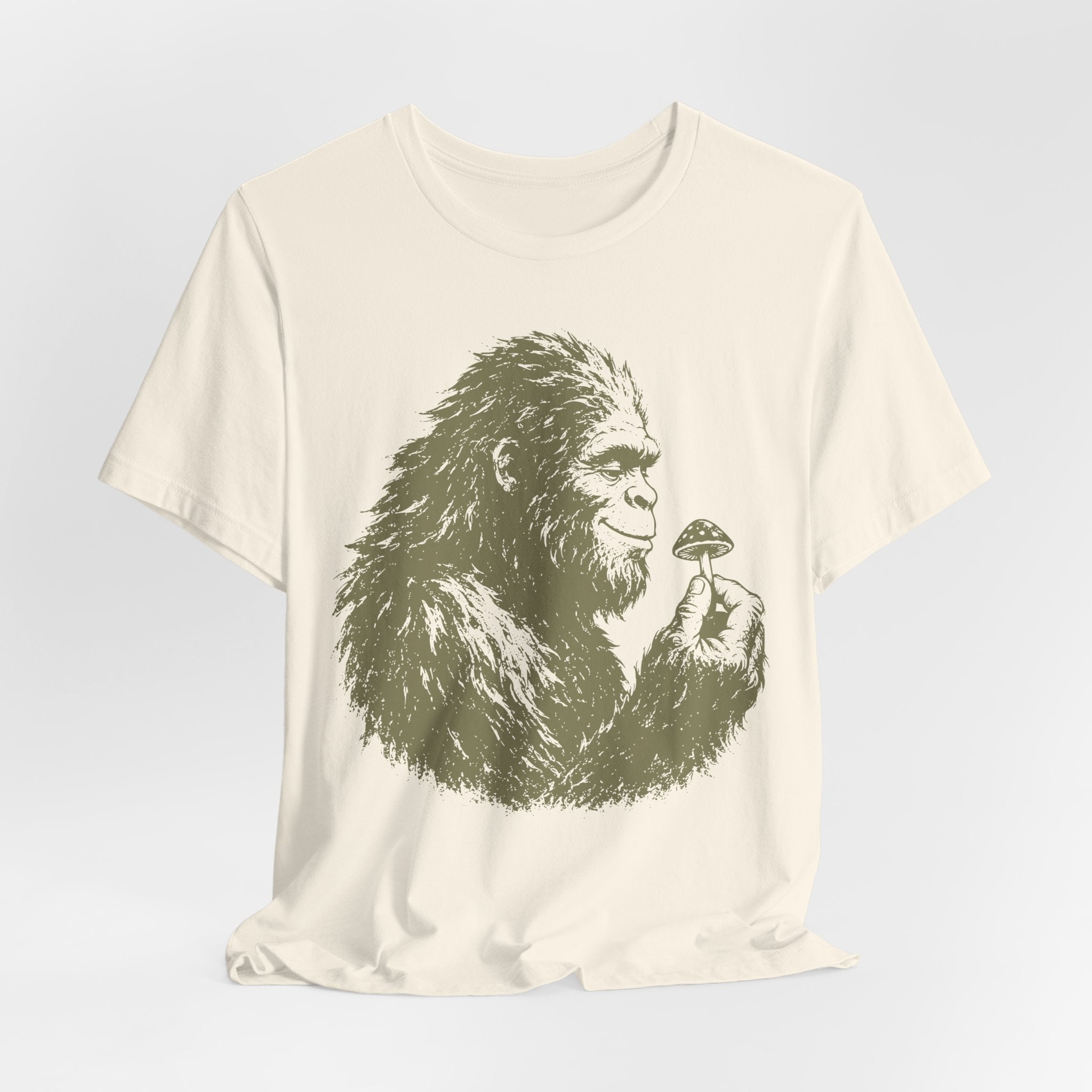 Bigfoot mushroom foraging t-shirt unisex graphic tee BarelyOutdoorsy