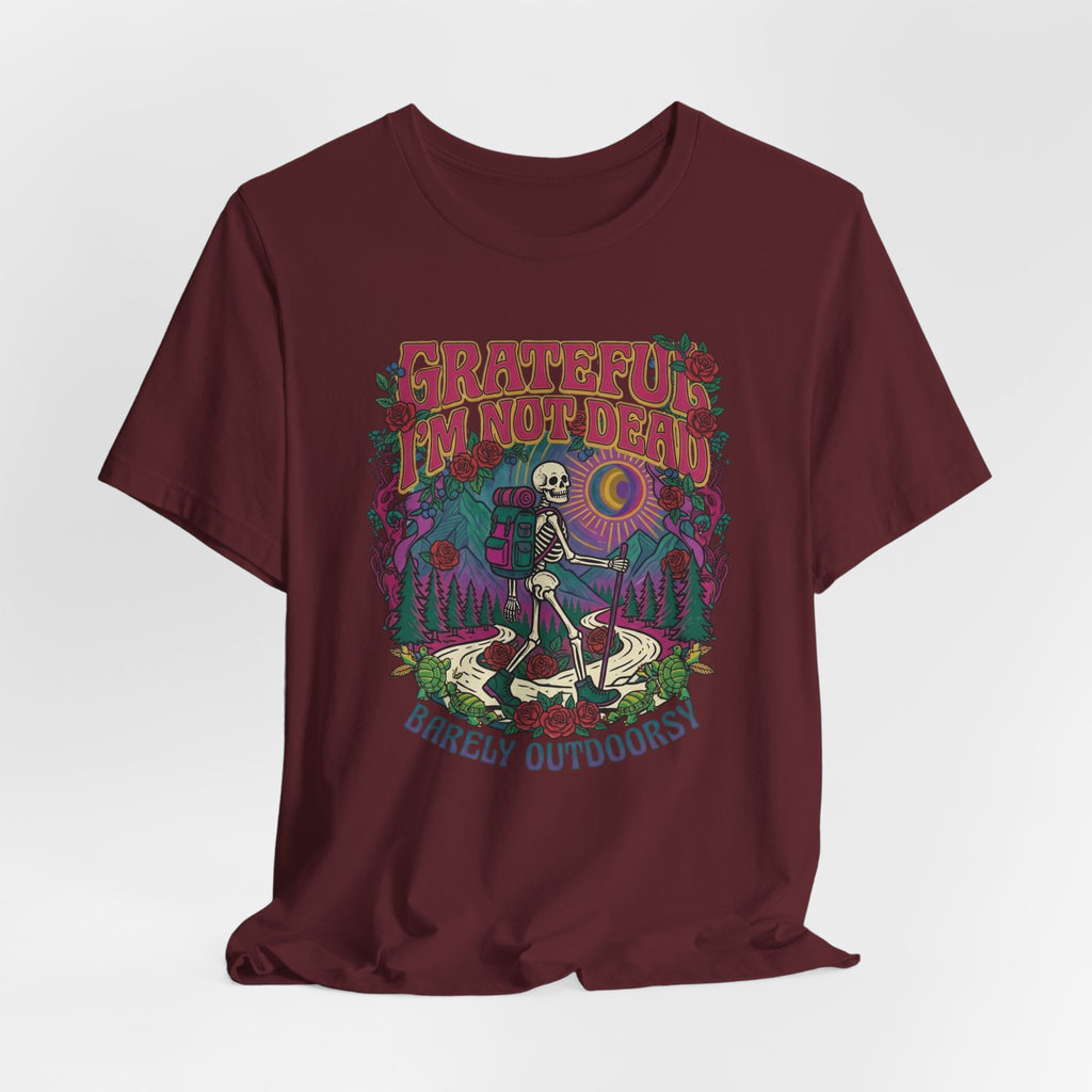 Barely Outdoorsy grateful not dead skeleton tee black unisex graphic