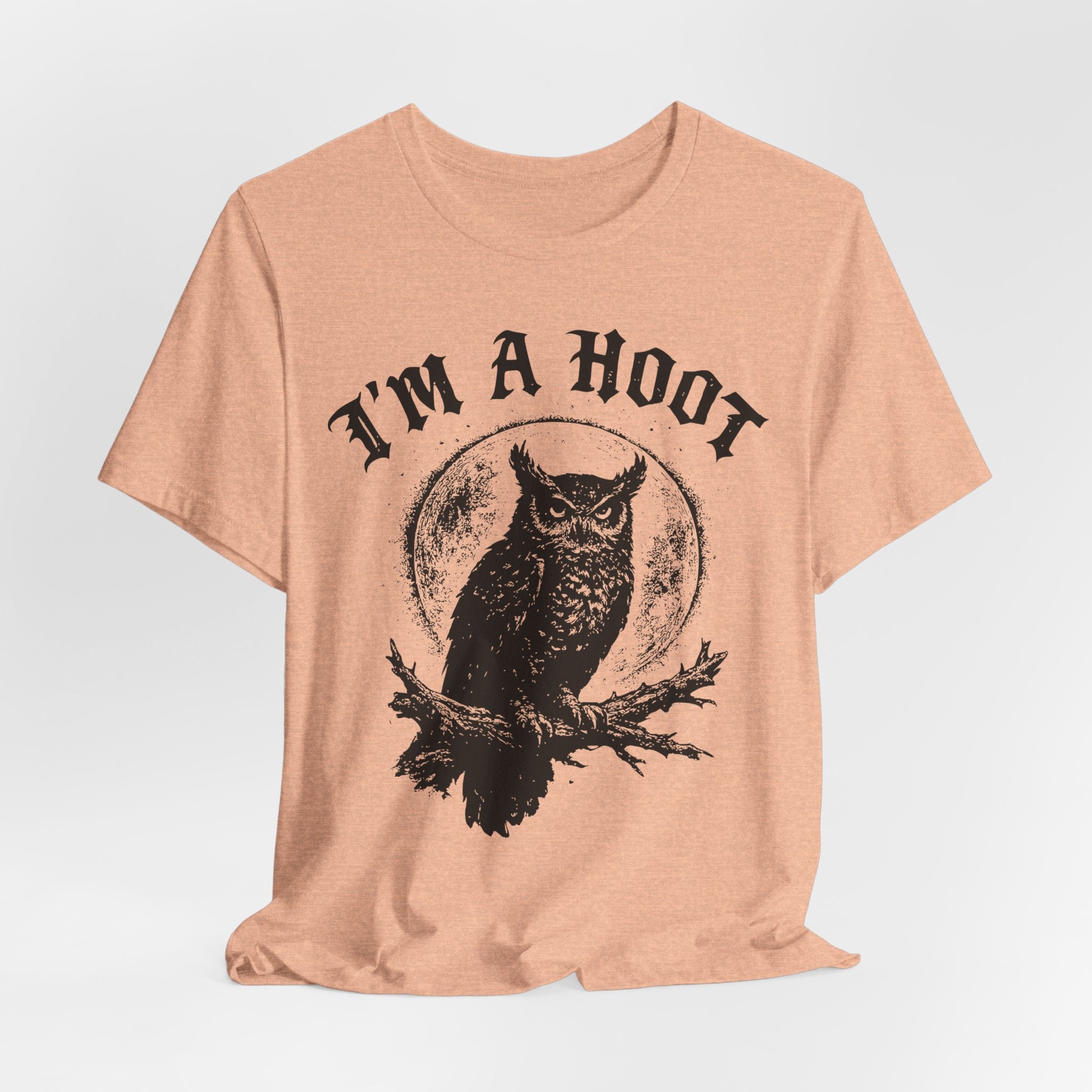 I'm A Hoot Owl Tee in Maroon - funny owl gothic blackletter pun shirt, Barely Outdoorsy