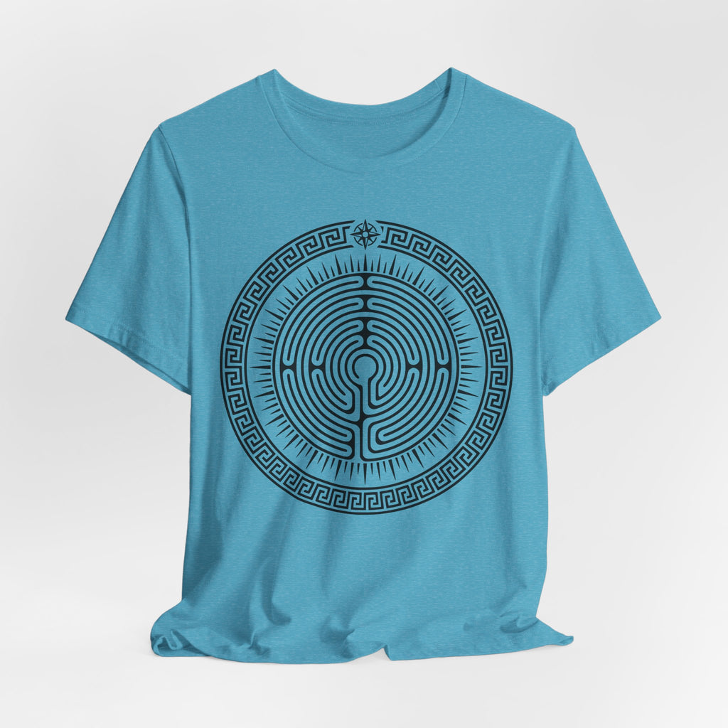Journey Labyrinth Tee in Burnt Orange - circular labyrinth spiral hiking trail symbol shirt, Barely Outdoorsy