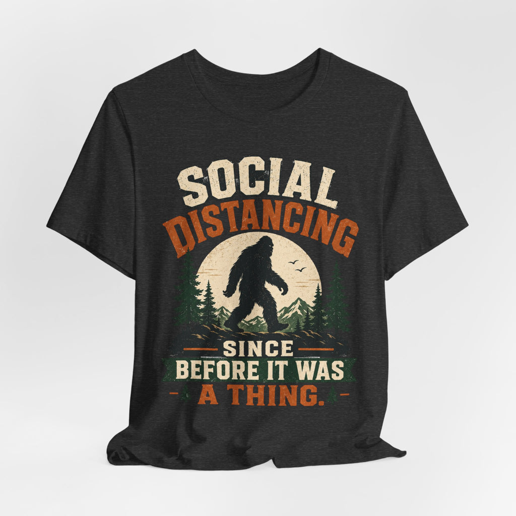 Social Distancing Tee in Brown - antisocial humor nature shirt, Barely Outdoorsy Bella Canvas 3001