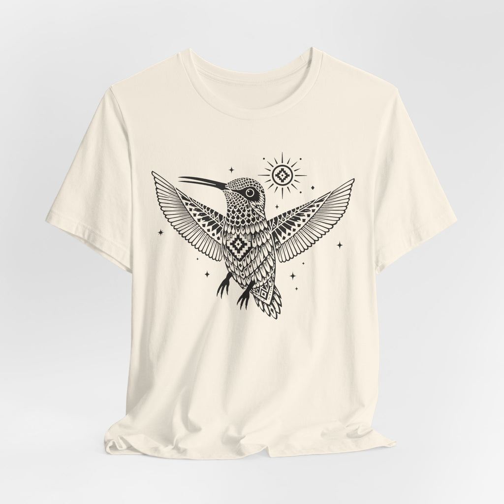 Southwest Geometric Hummingbird Mandala Tee in Pink - boho hummingbird mandala Southwest shirt, Barely Outdoorsy