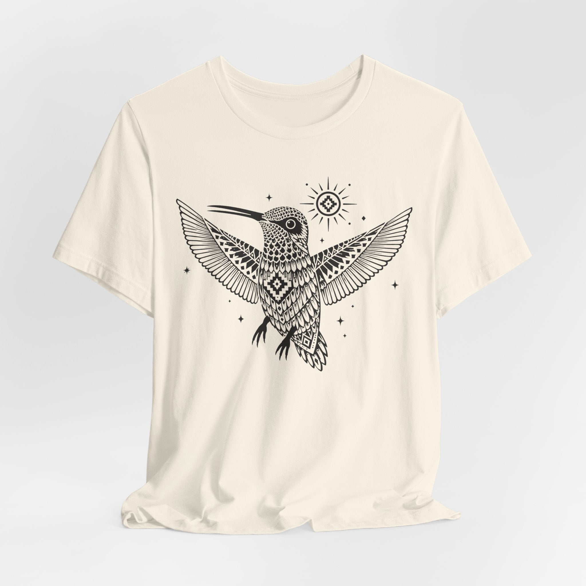 Southwest Geometric Hummingbird Mandala Tee in Pink - boho hummingbird mandala Southwest shirt, Barely Outdoorsy