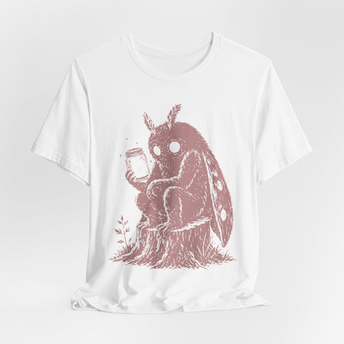Moth Man fireflies cryptid camping t-shirt black graphic tee BarelyOutdoorsy