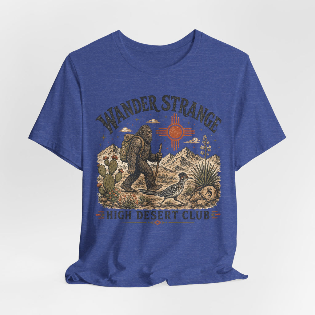 Wander Strange High Desert Club Bigfoot T-Shirt in Heather Peach - retro desert club Bigfoot graphic tee, Barely Outdoorsy