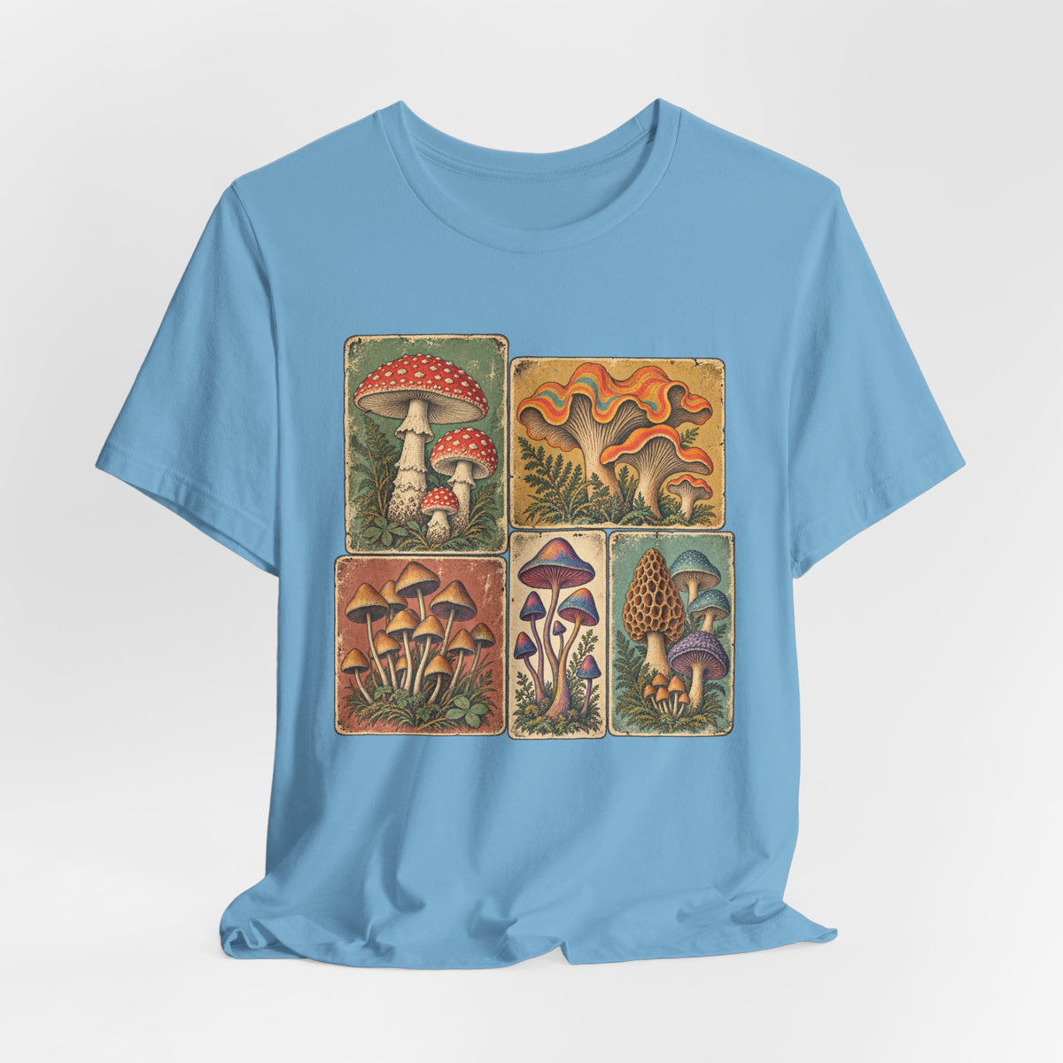Favorite Mushroom Cards T-Shirt in White - goblincore psychedelic mushroom card deck fungi graphic tee, Barely Outdoorsy