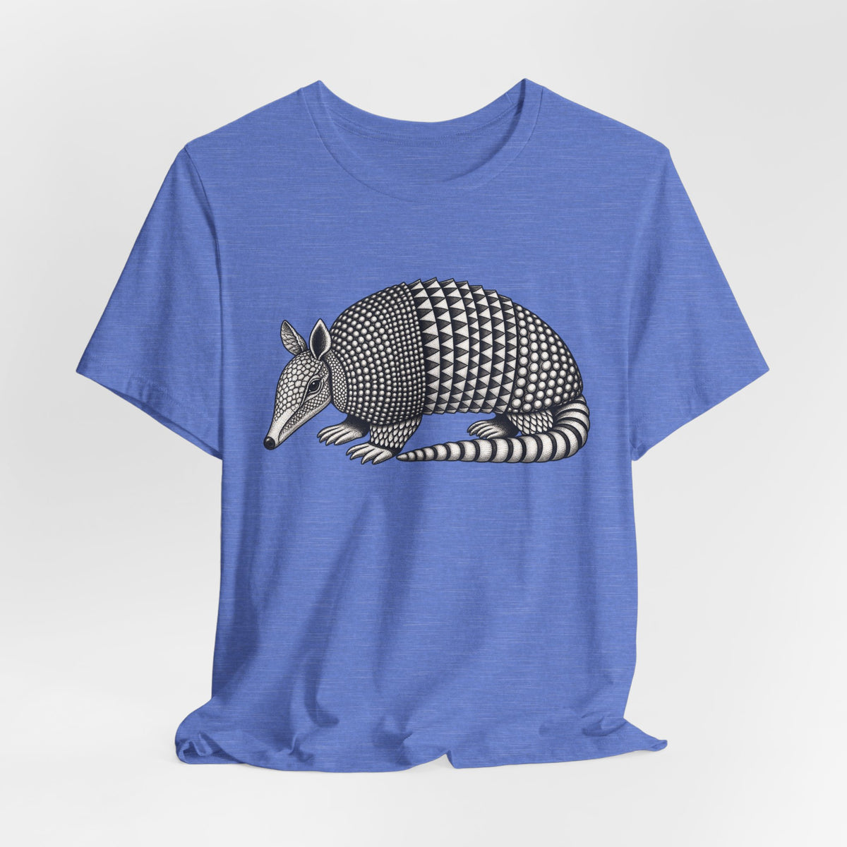 Nine-Banded Armadillo Fine Line Tee flat lay Heather Columbia Blue - unisex crew neck armadillo fine line graphic tee, Barely Outdoorsy