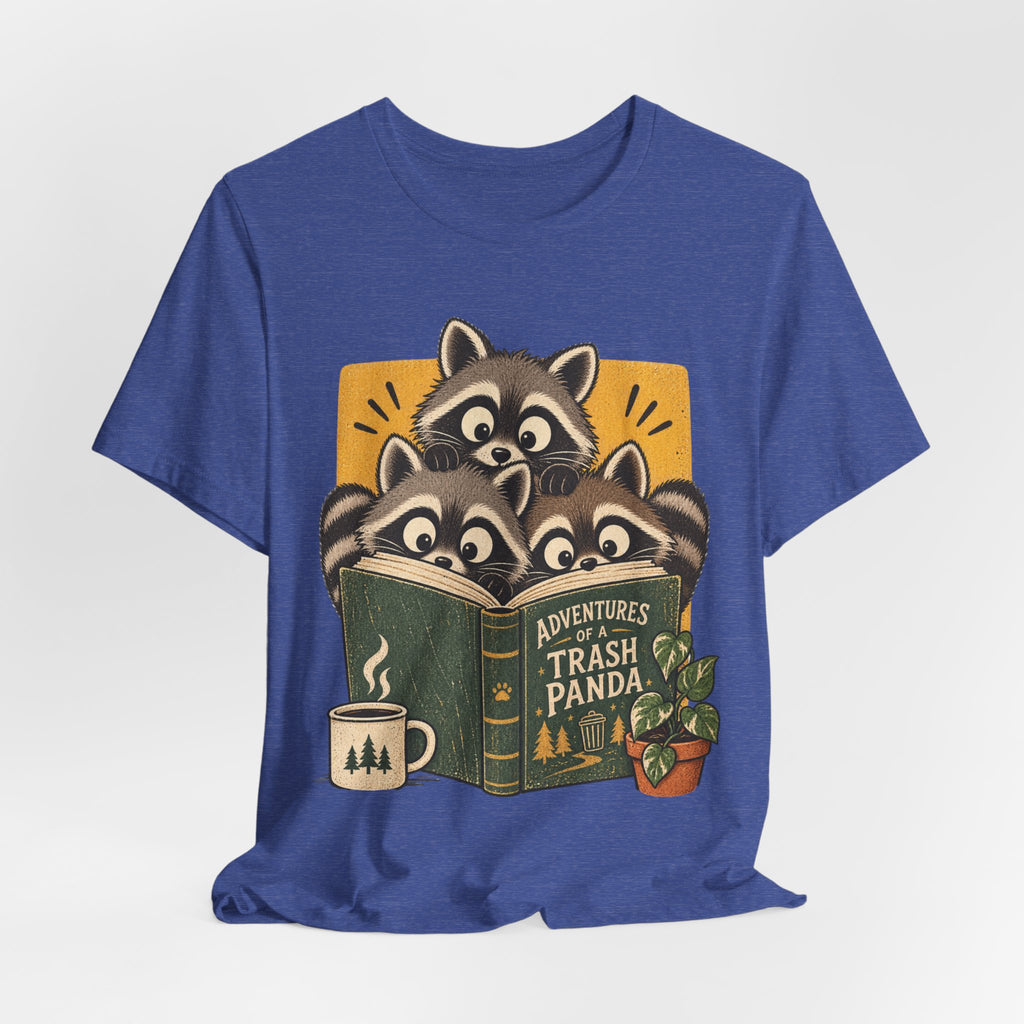 Adventures of a Trash Panda Tee in Heather Prism Lilac - funny raccoon trash panda humor shirt, Barely Outdoorsy Bella Canvas 3001