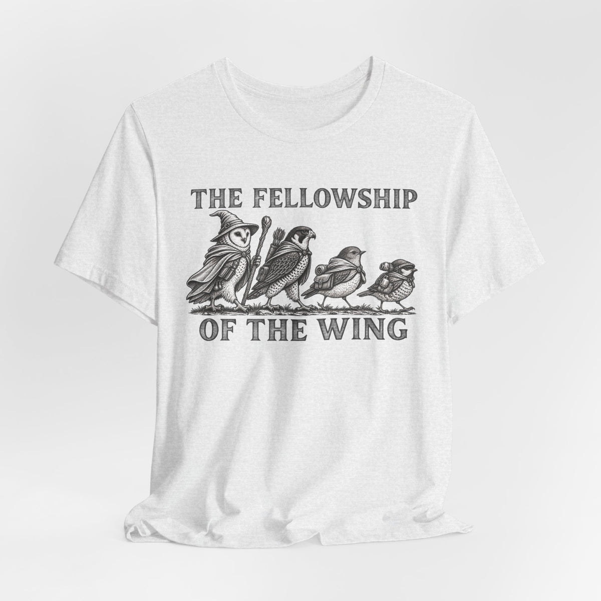 The Fellowship of the Wing T-Shirt in Mauve - murmuration birds flock silhouette graphic tee, Barely Outdoorsy