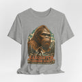 Sasquatch Shroom Scout Tee in Navy - funny Sasquatch mushroom scout shirt, Barely Outdoorsy Bella Canvas 3001