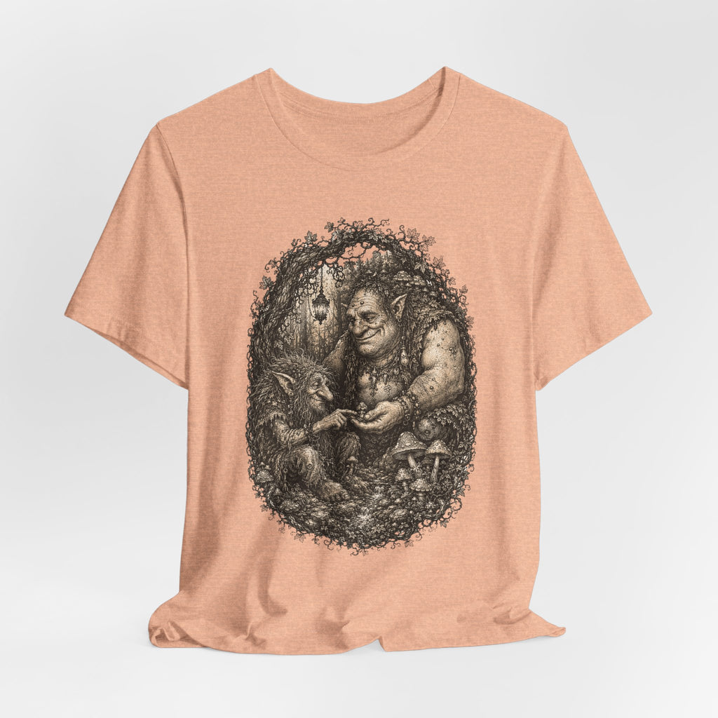 Forest Trolls T-Shirt in Black worn shot - goblincore troll underground graphic tee, Barely Outdoorsy Bella Canvas