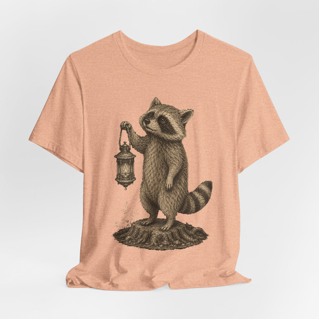 Raccoon Lantern Tee in White - vintage raccoon lantern night mushroom graphic shirt, Barely Outdoorsy