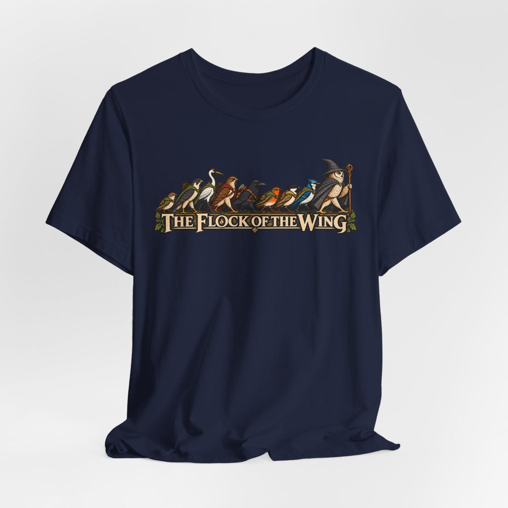 The Flock of the Wing Tee flat lay Athletic Heather - unisex crew neck murmuration graphic tee, Barely Outdoorsy