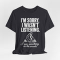 I Saw Something in the Woods Bigfoot T-Shirt in Dark Grey - funny Bigfoot cryptid I saw something in the woods graphic tee, Barely Outdoorsy Bella Canvas 3001