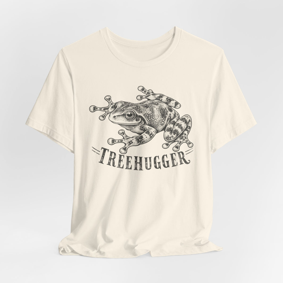 Treehugger Tree Frog Tee in Heather Peach - funny tree frog treehugger shirt, Barely Outdoorsy Bella Canvas 3001