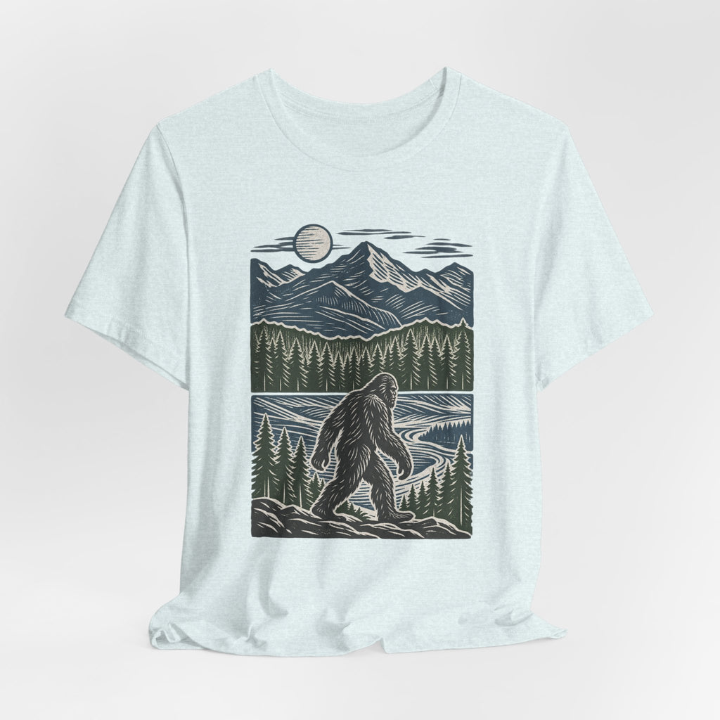 Bigfoot Mountain River T-Shirt in Heather Peach - Bigfoot mountain river graphic tee, Barely Outdoorsy