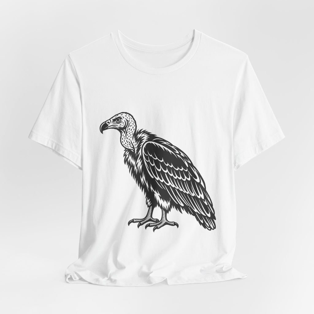 Vulture Woodcut T-Shirt in Athletic Heather - vintage woodcut vulture scavenger graphic tee, Barely Outdoorsy Bella Canvas 3001