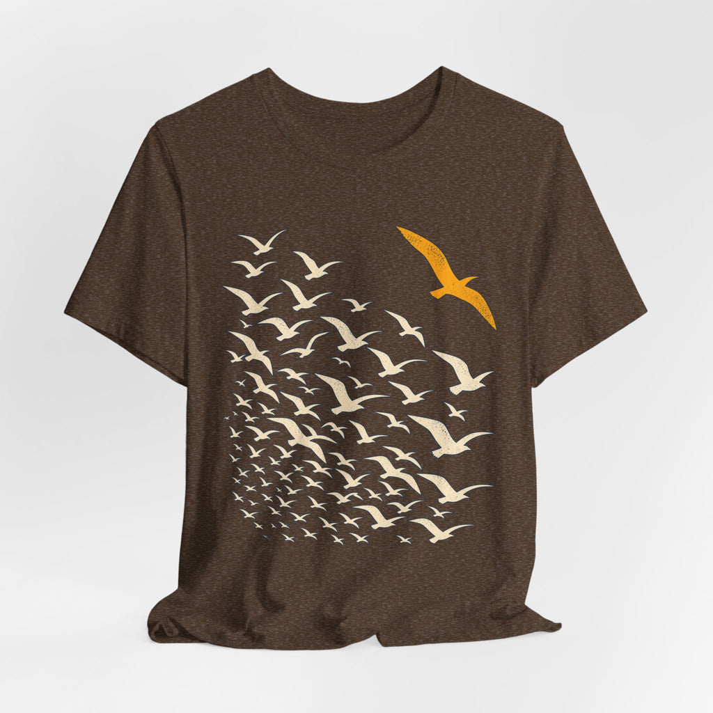 Break From the Flock Bird T-Shirt in Heather Maroon - funny bird break from the flock introvert graphic tee, Barely Outdoorsy