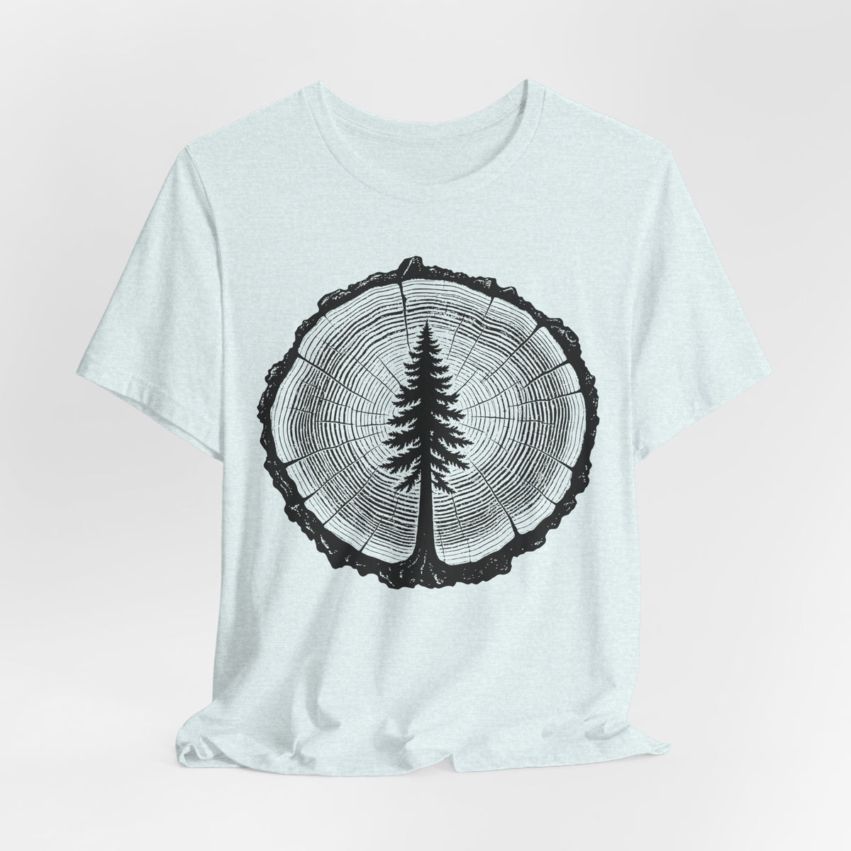 Tree Rings Pine Silhouette T-Shirt in Heather Prism Lilac - pine tree rings graphic tee, Barely Outdoorsy