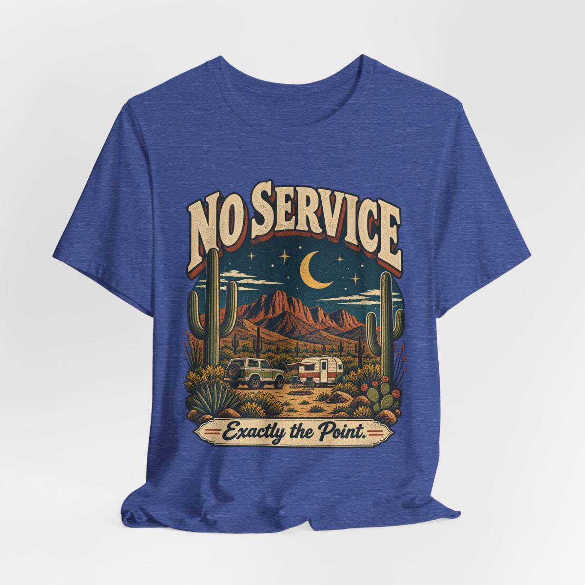 No Service Exactly the Point Tee in Heather Peach - funny no service hiking shirt, Barely Outdoorsy Bella Canvas
