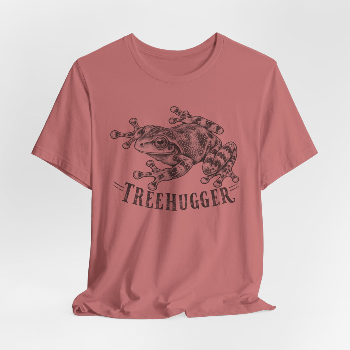 Treehugger Tree Frog T-Shirt in Athletic Heather - funny tree frog treehugger nature graphic tee, Barely Outdoorsy Bella Canvas 3001