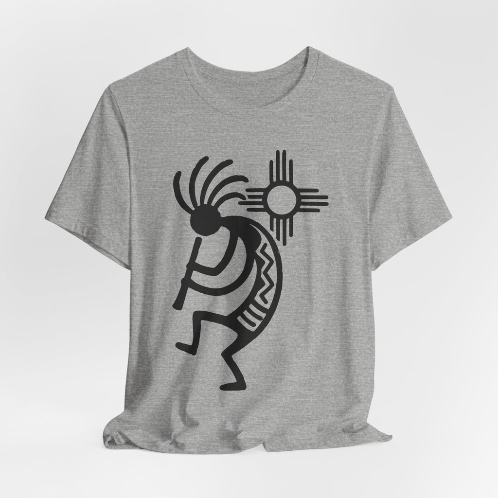 Kokopelli Zia Sun T-Shirt in Pink - Southwest art unisex graphic tee by Barely Outdoorsy