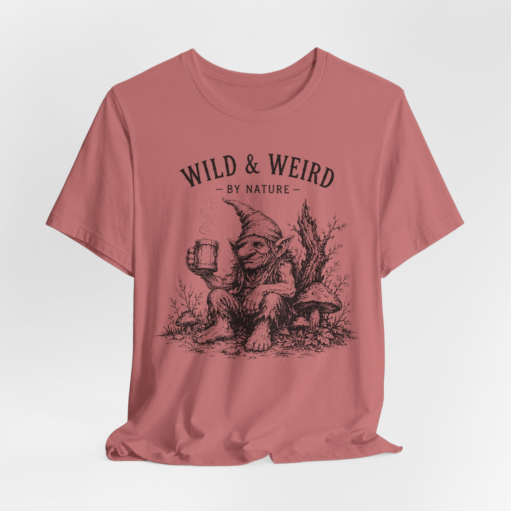 Wild and Weird By Nature T-Shirt in White - funny raccoon wild weird graphic tee, Barely Outdoorsy Bella Canvas
