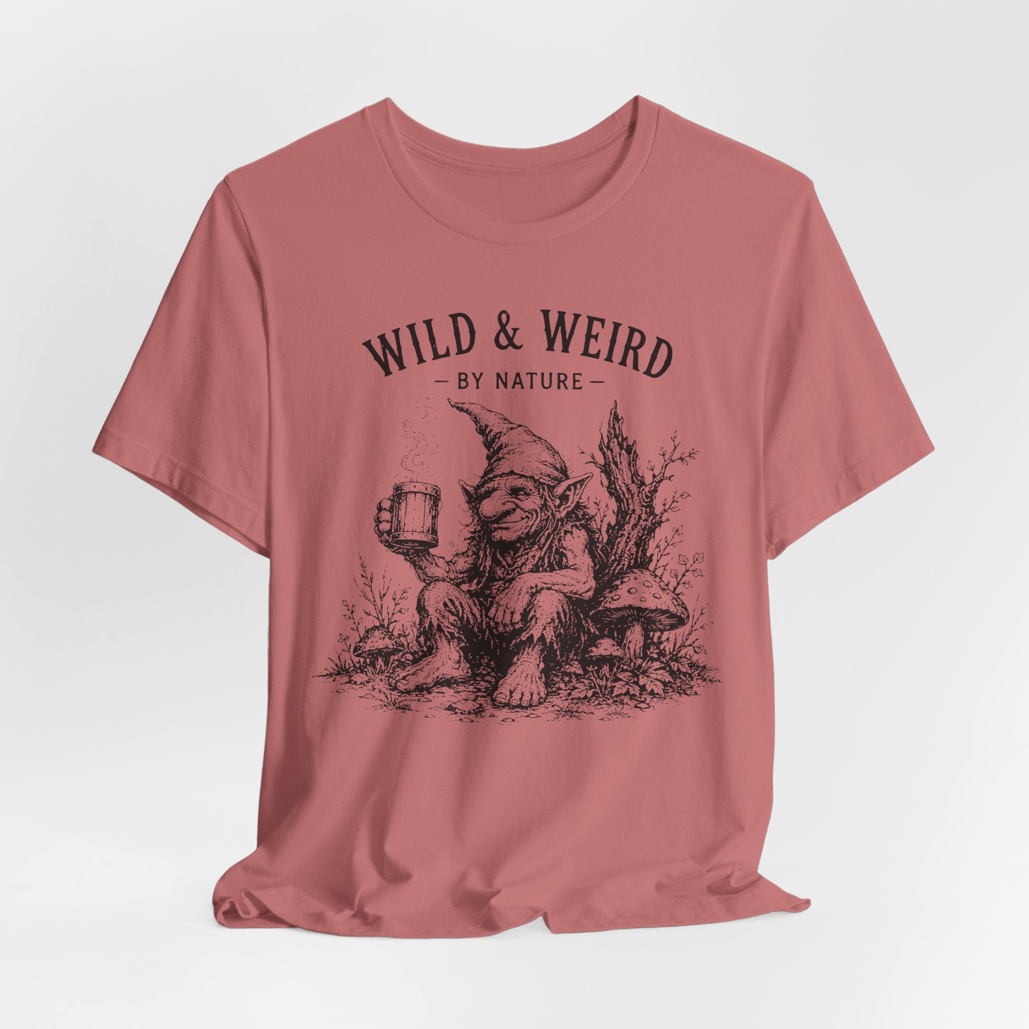 Wild and Weird By Nature T-Shirt in White - funny raccoon wild weird graphic tee, Barely Outdoorsy Bella Canvas
