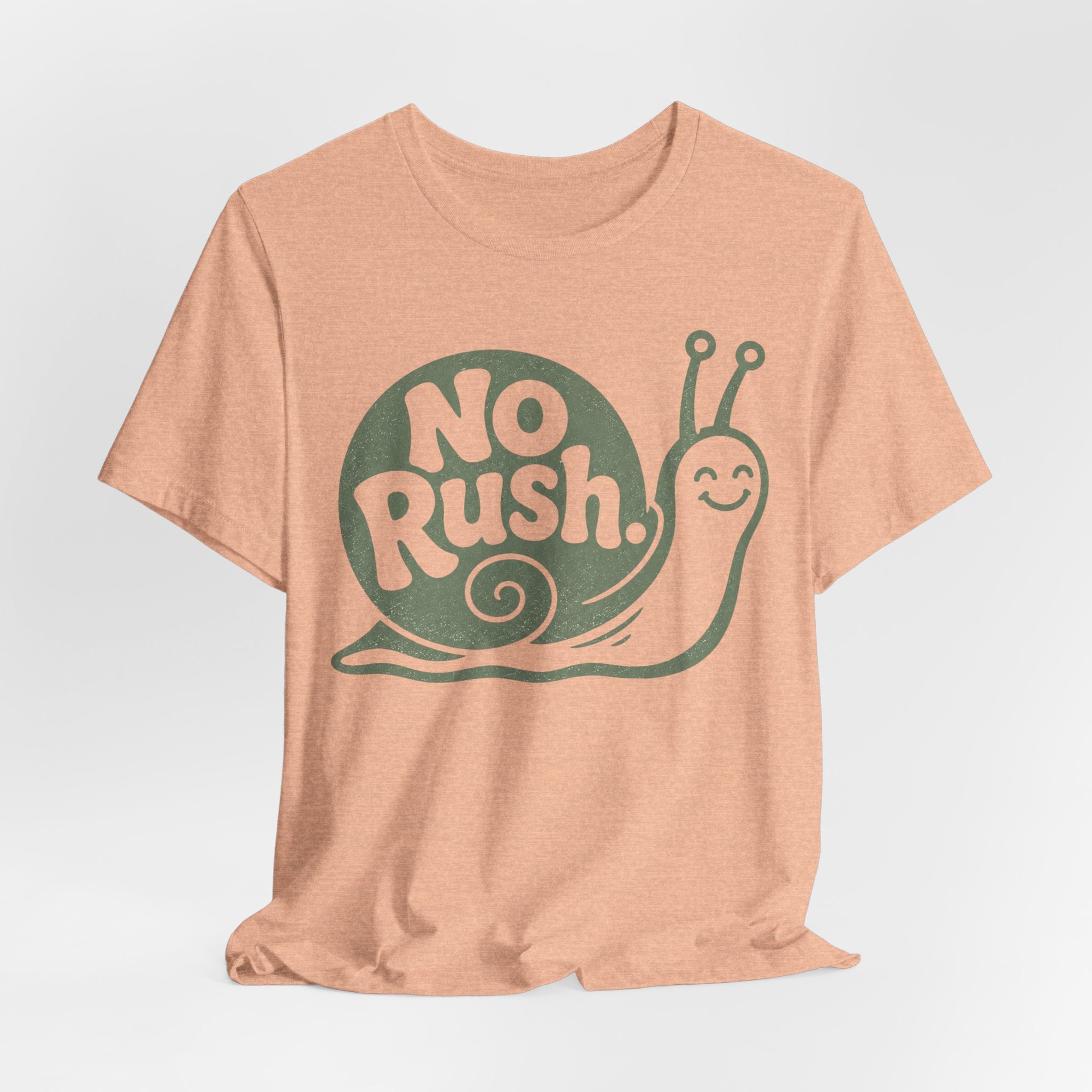 No Rush Snail T-Shirt in Heather Ice Blue - retro snail slow living humor graphic tee, Barely Outdoorsy