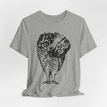 Shocked Owl startled bird black white illustration t-shirt graphic tee BarelyOutdoorsy