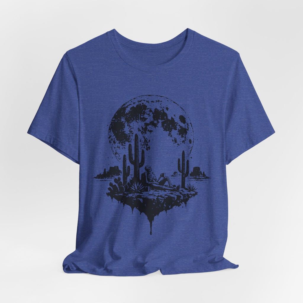 Skeleton Desert Coffee T-Shirt in Heather Peach - funny skeleton coffee Southwest tee, Barely Outdoorsy