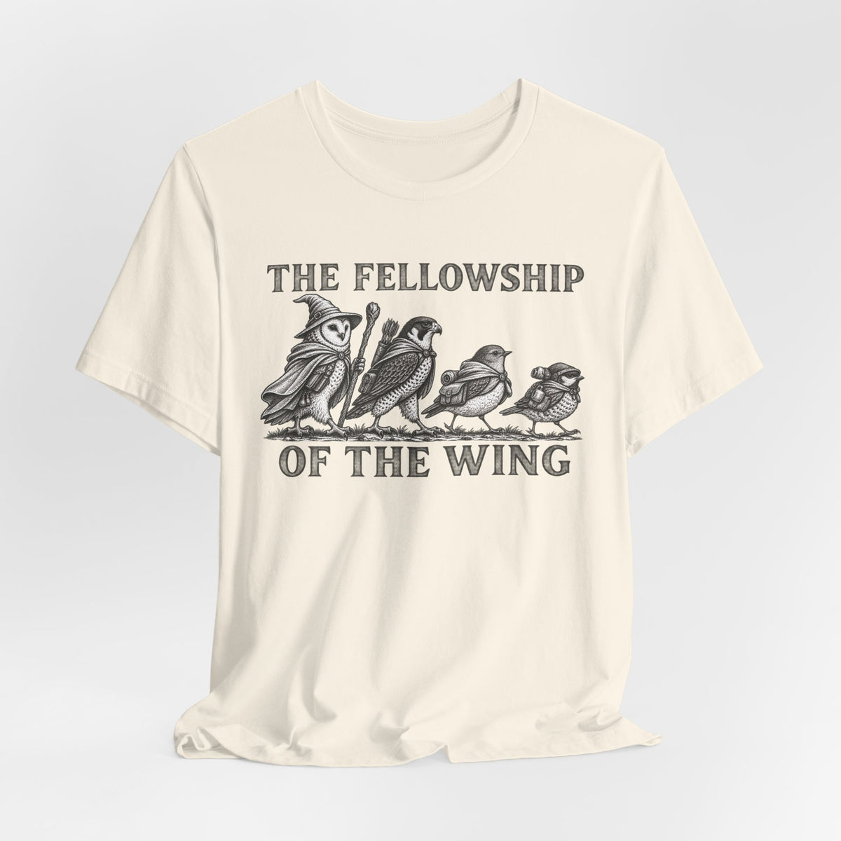 The Fellowship of the Wing Tee in Ash - starling flock murmuration silhouette shirt, Barely Outdoorsy Bella Canvas 3001