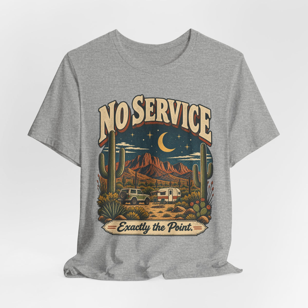 No Service Exactly the Point T-Shirt in Maroon - funny off-grid hiking graphic tee, Barely Outdoorsy Bella Canvas