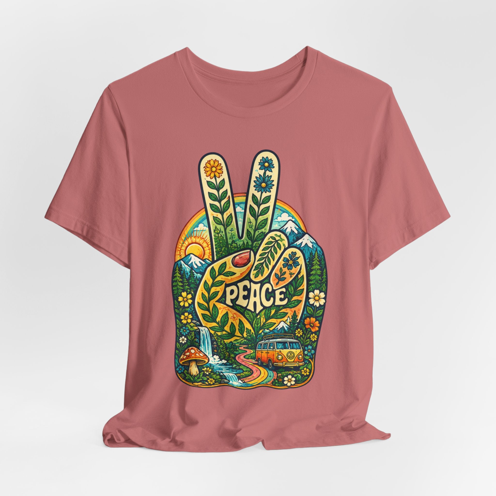 Peace Hand Nature retro outdoor peace sign t-shirt graphic tee BarelyOutdoorsy