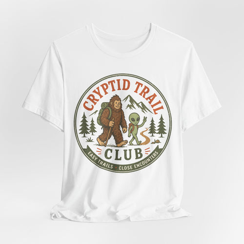 Funny cryptid hiking shirt Bigfoot alien UFO barely outdoorsy graphic tee