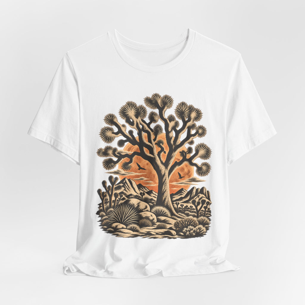 Joshua Tree Desert Sunset Tee in Heather Brown - Joshua tree desert sunset California shirt, Barely Outdoorsy